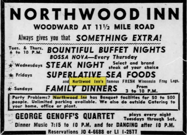 Northwood Inn - Jan 29 1963 Ad